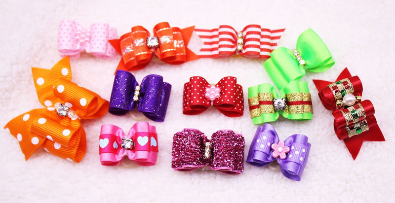 yagopet Dog Hair BowsTopknot Hot Mix Styles Pairs Rhinestone Crown Bows Dog Topknot Bows Pet Dog Grooming Bows Pet Supplies Hair Accessories (20PCS) - PawsPlanet Australia