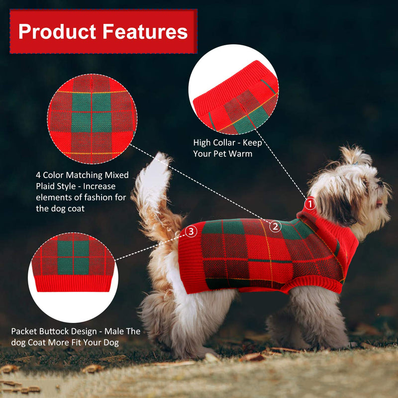 [Australia] - MIGOHI Dog Sweater, Dog Christmas Sweater Warm Winter Plaid Knitwear Vest British Style for XS Small Medium Large Dog 