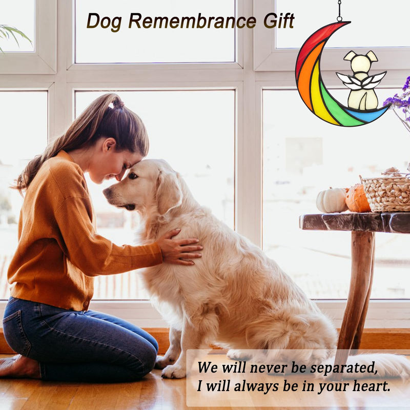 IAIGOGO Dog Memorial Gifts for Loss of Dog, Rainbow Bridge Pet Sympathy Gift Dog Bereavement Gifts Dog Passing Away Gifts Stained Glass Hanging Remembrance Ornaments for Dog Lovers - PawsPlanet Australia