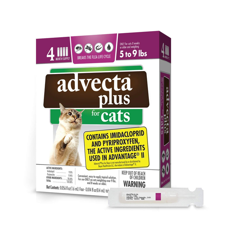 Advecta Plus Flea Squeeze-On, Flea Prevention for Cats, 4 Month Supply Cats 5-9 lbs - PawsPlanet Australia