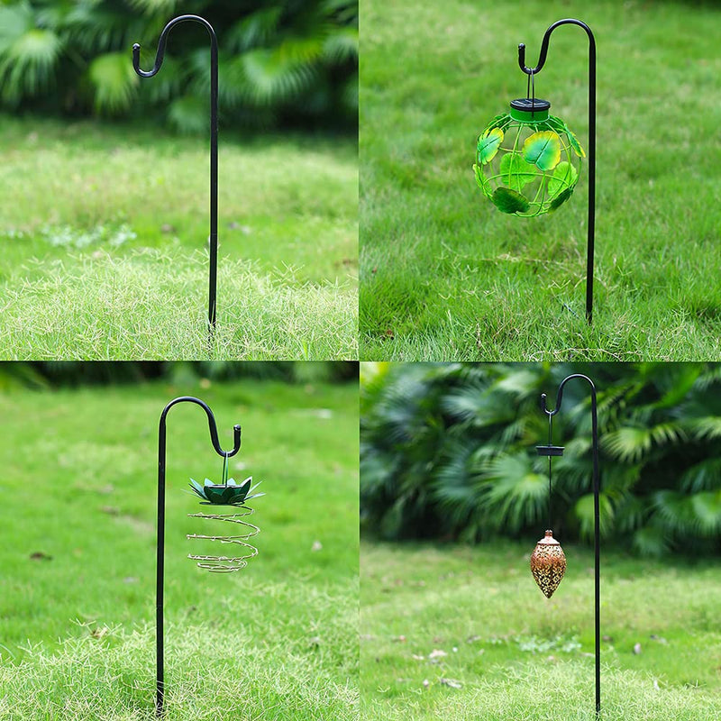 Adjustable Height Shepherd Crook Hooks with 5 Prong Base, Heavy Duty Rust Resistant Metal Border Hook for Bird Feeders, Solar Lights, Lanterns, Flower Ball, Plant and Christmas Decorations(168cm) Height 168cm Diameter 1.6cm - PawsPlanet Australia