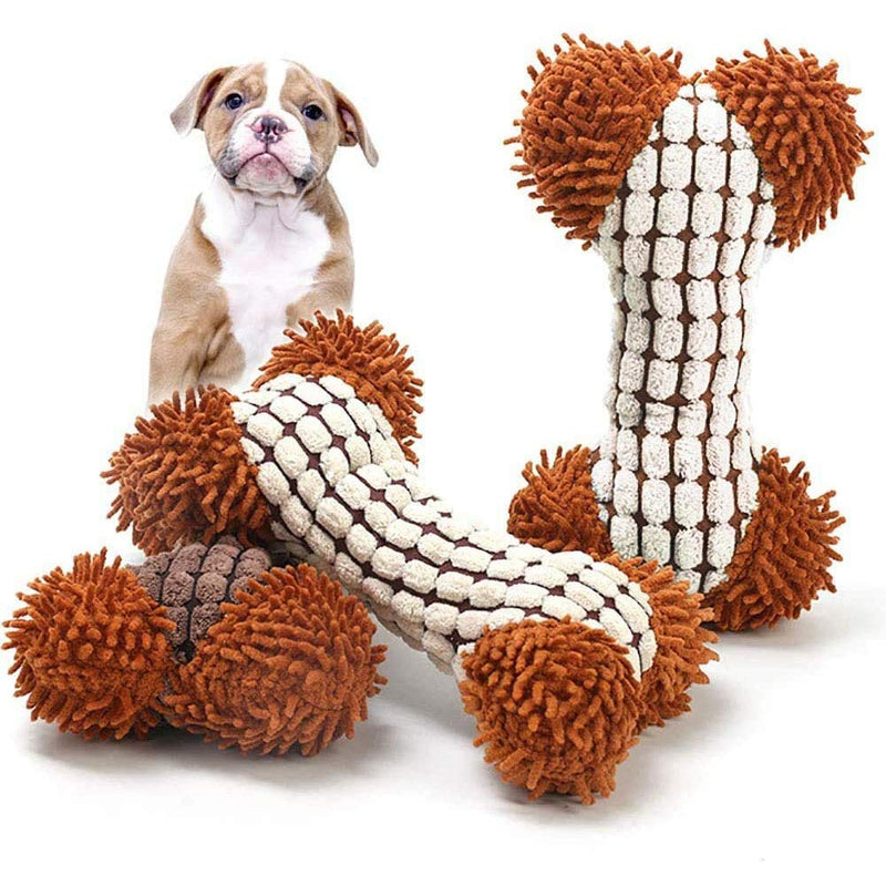 3 Pieces Stuffed Squeaky Dog Chew Toy,Plush Bone Toys,Durable Bone Shape Puppy Training Toy,Suitable for Small and Medium Sized Dog Plush Toys Chewing Toy Set - PawsPlanet Australia