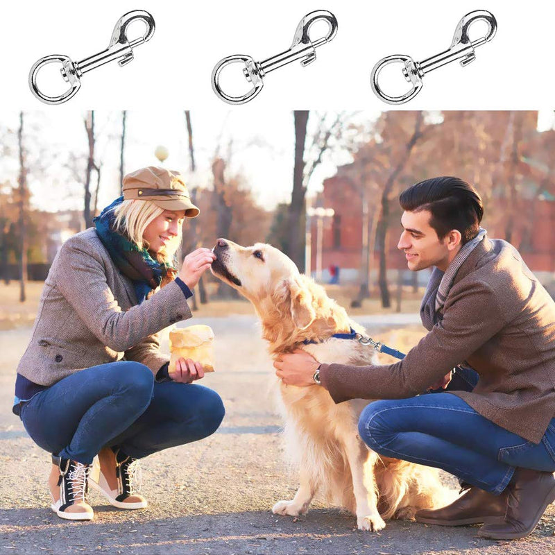 12Pcs Stainless Steel Swivel Eye Lobster Clasp Bolt Snap Clip Hook Trigger Clips Heavy Duty Key Chain Bag Clips for Dog Leash Collar - PawsPlanet Australia