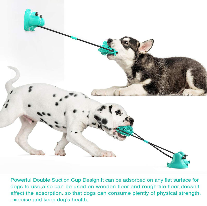 [Australia] - Aswinfon Suction Cup Dog Toy, Dog Rope Ball Pull Toy with Double Suction Cup Dog Toy, Rope Dog Chew Toys for Aggressive Chewers Teething Chew Toys Toothbrush Blue 