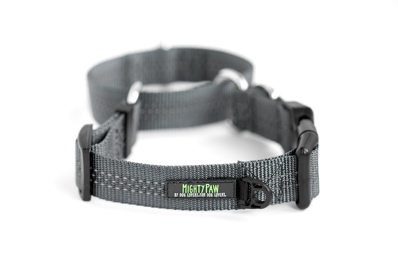 [Australia] - Mighty Paw Martingale Nylon Training Collar. Our Trainer Approved Limited Slip Collar. Modified Cinch Collar for Controlled Force for Optimal Training. Reflective Stitching to Keep Your Dog Safe! Large Grey 