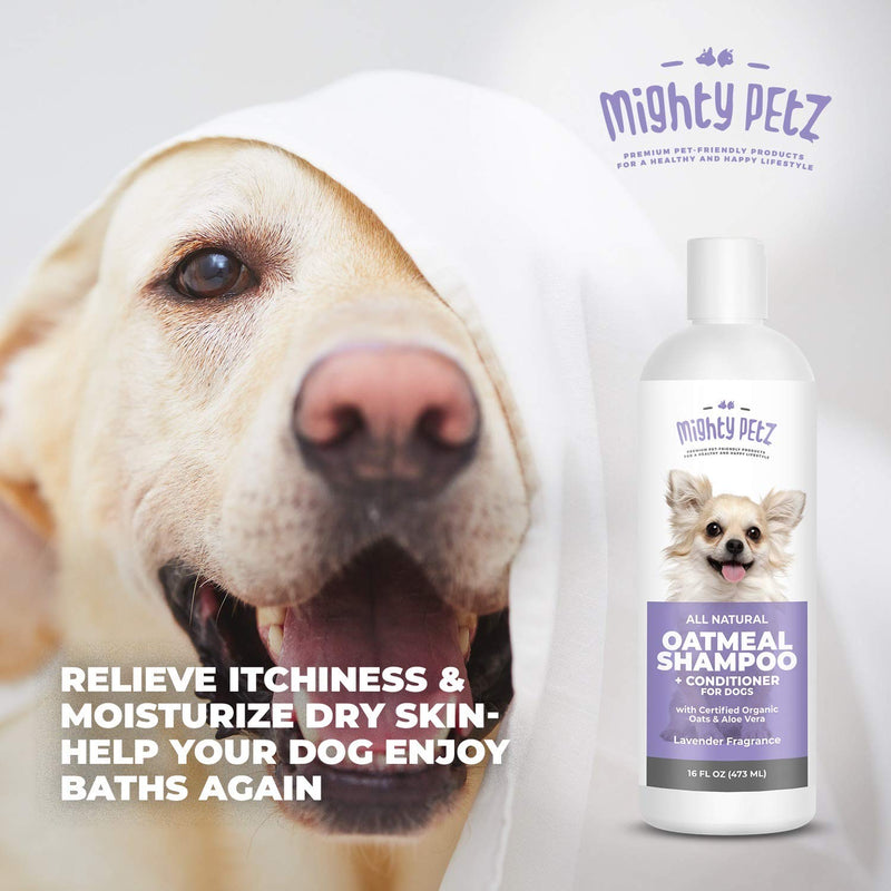 [Australia] - 2-in-1 Oatmeal Dog Shampoo and Conditioner – All Natural Relief for Itchy, Dry, Sensitive Skin with Soothing Aloe Vera + Baking Soda + pH balanced. Get Smelly Dogs Coat Fresh and Moisturized, 16 oz 