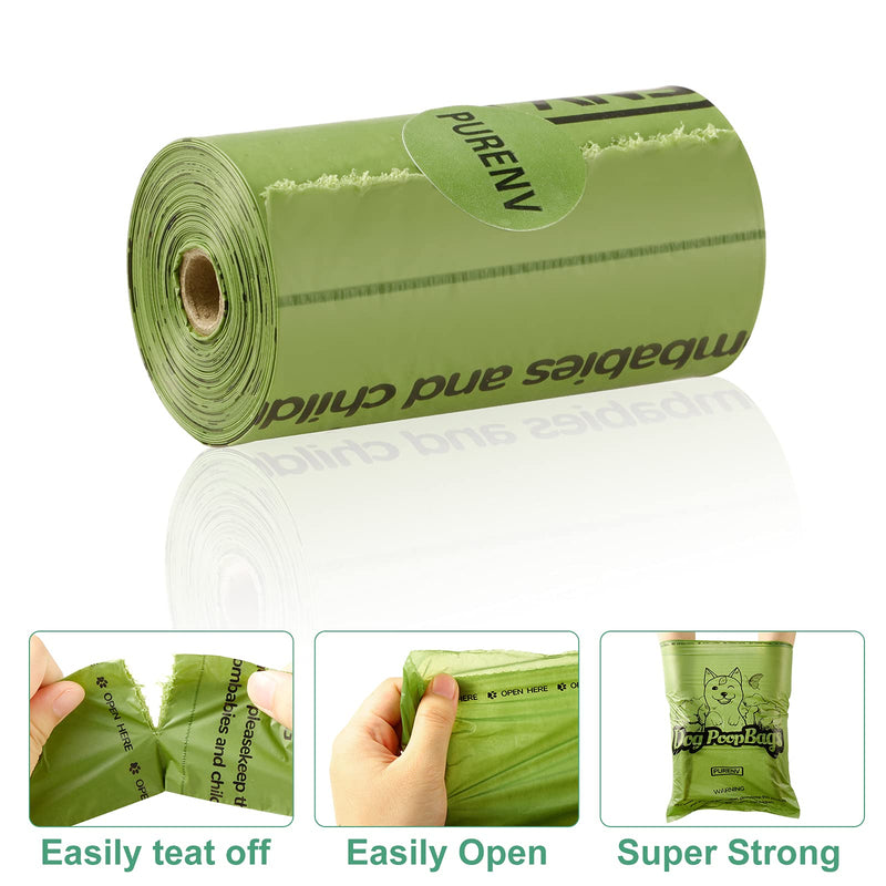 PURENV dog waste bags, biodegradable, 100% leak-proof and tear-resistant, environmentally friendly made from corn starch mixture (270 pieces). Flat bag 270 pieces - PawsPlanet Australia