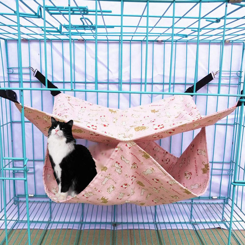 [Australia] - Mengbei tribe Pet Cage Hammock Double Layer Hammock Totoro Sleeping Bag is Comfortable and Durable Stainless Steel Metal Hook can be Used with Cages for Ferret Sugar Glider and Other Small Animals Pink cat L/18.5*18.5 inch 