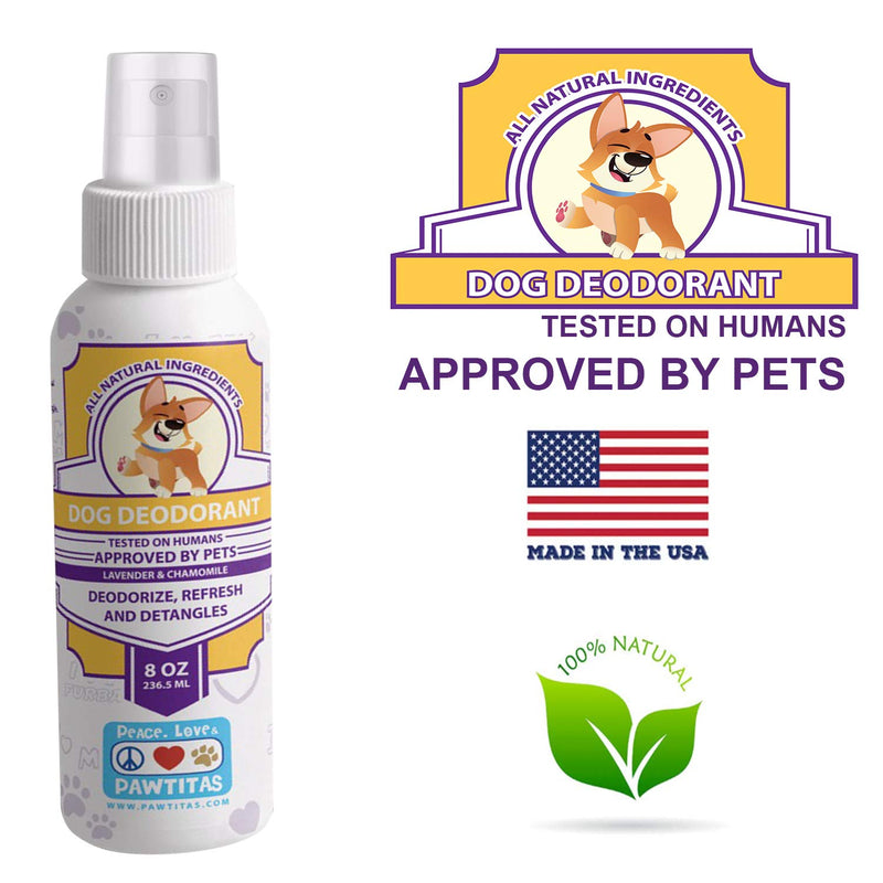 [Australia] - Pawtitas Dog Deodorant Spray a Fresh Perfume with Long Lasting Fragrance on Your Puppy Coat | Perfume for Dogs and Puppies with Essential Oils - 8 oz Dog Cologne. Lavender and Chamomile 