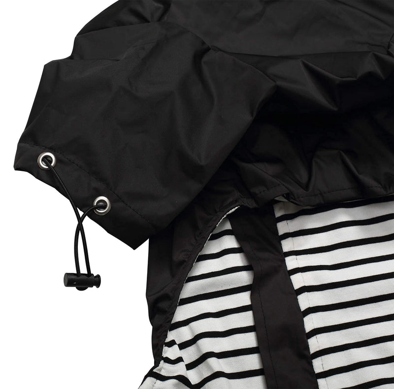 Morezi Dog raincoat, dog rain coat poncho waterproof clothes with safe reflective stripes and zipper closure for small medium and large pet - Black - XS X-Small(Back: 30cm) - PawsPlanet Australia