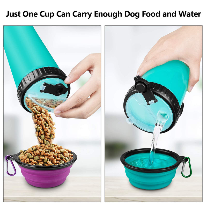 DEHUA Portable Dog Water Bottle, Pet Outdoor Travel Water Bottle, With 2 Foldable Dog Bowls, BPA-Free, Suitable for Cats and Dogs, Pets, Outdoor Travel Water Dispensers and Food Containers（Blue） Blue - PawsPlanet Australia