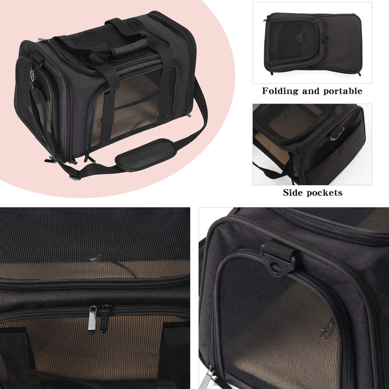 DAWOO Cat Carrier Airline-Approved Travel Pet Carrier,Dog Carrier,Suitable for Small and Medium-Sized Cats and Dogs (45 * 28 * 29cm,Black) 45*28*29cm,Black - PawsPlanet Australia