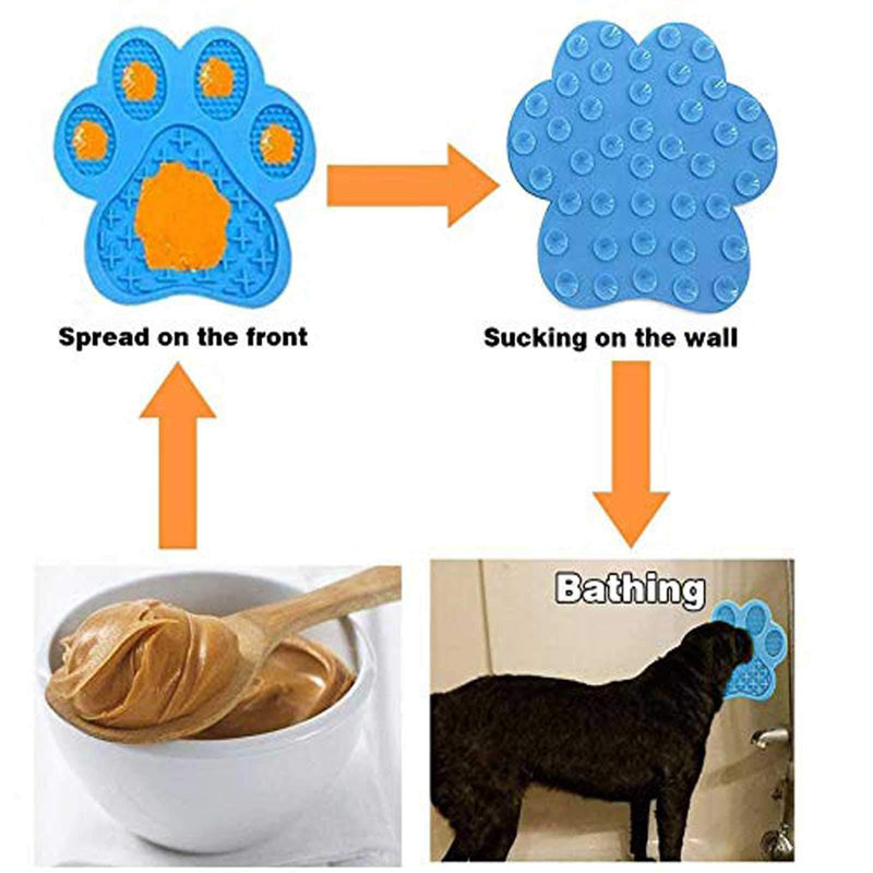 Dog Bath Lick Mat with Super Suction for Bathing GroomingTraining Prevent Dog Anxiety Pet Lick Pad Slow Feeder Perfect for Dog Cat Food Yogurt Peanut Butter Blue - PawsPlanet Australia