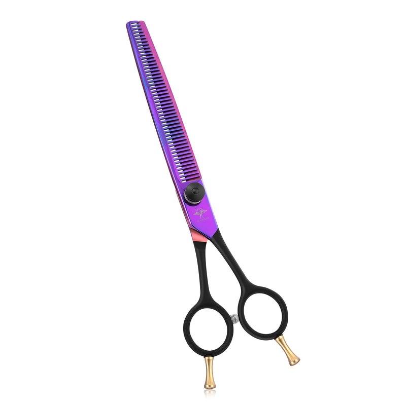 PURPLEBIRD 7.5 Inch Dog Grooming Scissors Dog Thinning Shears Professional Pet Hair Scissors Japanese Stainless Steel Purple Cat Pet Hair Cutting Trimming Shears PS05-7.5''Thinning - PawsPlanet Australia