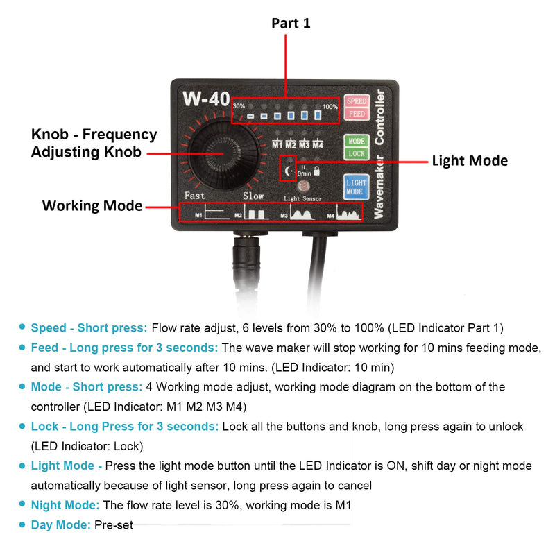 GBGS 10W 1000GPH Wavemaker with Controller and Magnet Mount, Wave Circulation Pump for Reef Tank Aquarium Circulation Pond S (10W/1000GPH) - PawsPlanet Australia