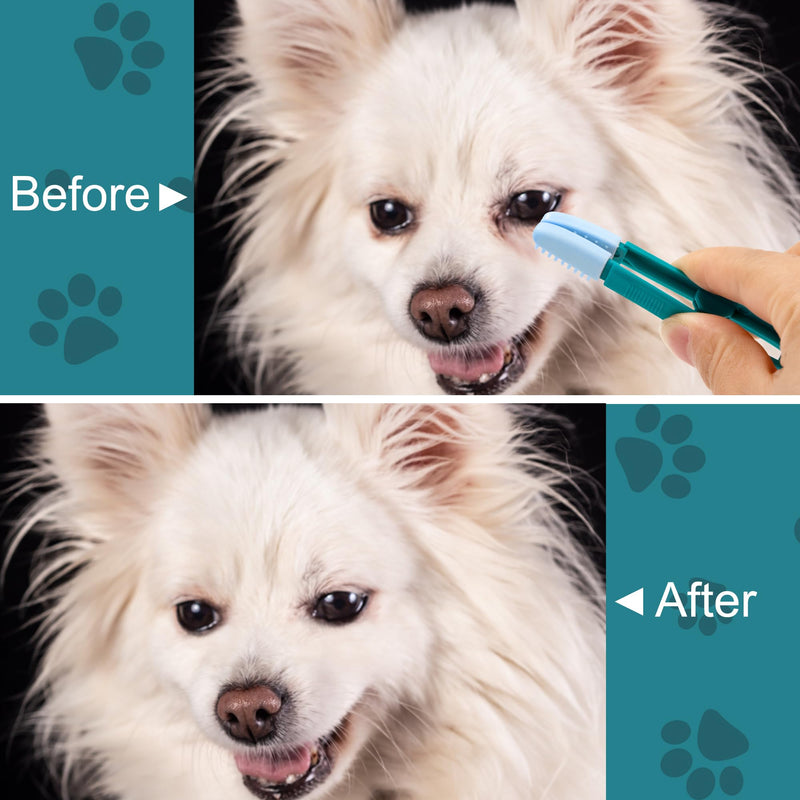 Dog Tear Comb Tear Stain Removal Comb Brush Care for Pets Cats Dogs Small Large Medium Remove Mucus Crust Double Sided Tool Blue Pink 2 Pieces - PawsPlanet Australia