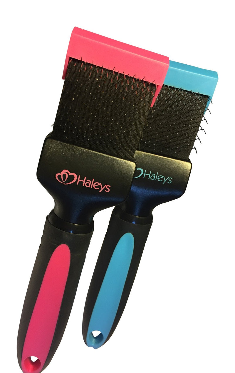 Haleys slicker brush for dogs - double-sided bristles, soft metal bristles, dog brush also for cats, for grooming, no tugging, loosening knots and tangles (blue) - PawsPlanet Australia