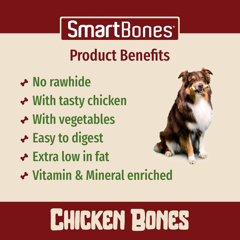 SmartBones Mini Chicken Bones Rawhide-Free Chewy Treats for Dogs, Made With Tasty Chicken and Vegetables - PawsPlanet Australia