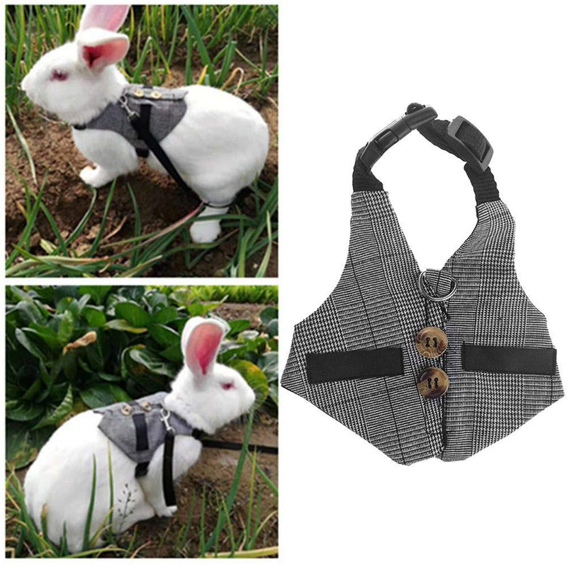Suxgumoe Rabbit Harness, Multipurpose Adjustable Soft Pet Rabbit Walking Harness Leash Lead Gentlemanly Style Bunny Vest for Small Animal (S) S - PawsPlanet Australia