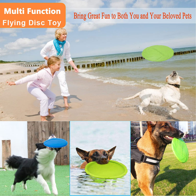 Dog Flying Disc, 2 Pack Dog Flyer Dog Toy, Dog Soft Rubber Interactive Flying Disc Dog Toy for Small Large Dogs - Floats in Water & Safe on Teeth, 7.2 inch, Blue & Green. - PawsPlanet Australia