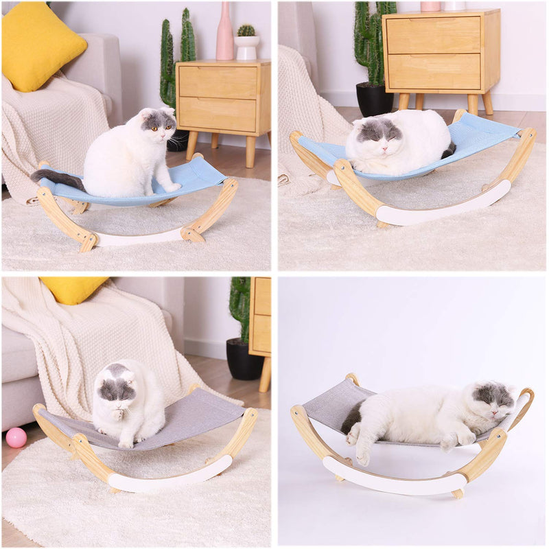 LisLtant Cat Bed for Indoor Cats Swaying Cat Hammock Perch for Kitten Blue - PawsPlanet Australia