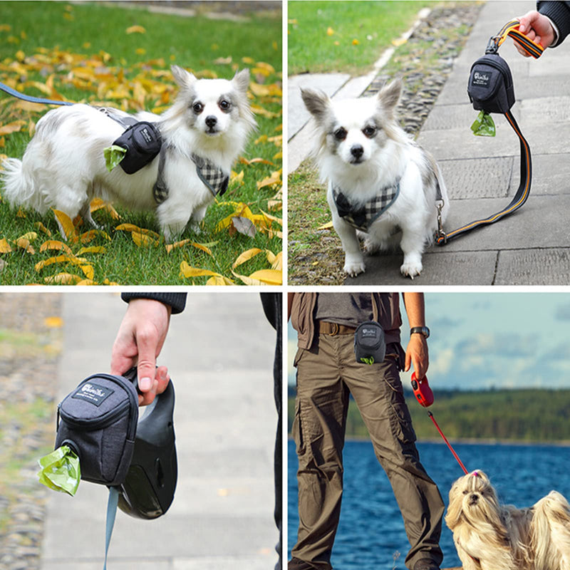 Dog Walking Bag Dog Poo Bag Holder Dispenser Dog Treat Pouch Dog Snack Food Storage Bag Durable Oxford Cloth Dog Waste Bag Carrier Hands Free Pet Accessories Bag for Travel, Walking, Running, Hiking Black - PawsPlanet Australia