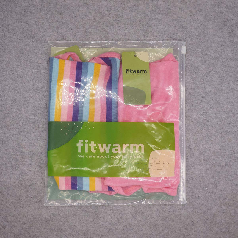 [Australia] - Fitwarm 2-Pack 100% Cotton Striped Dog Shirt for Pet Clothes Puppy Vest T-Shirts Cat Top Tee Breathable Stretchy S Pink 