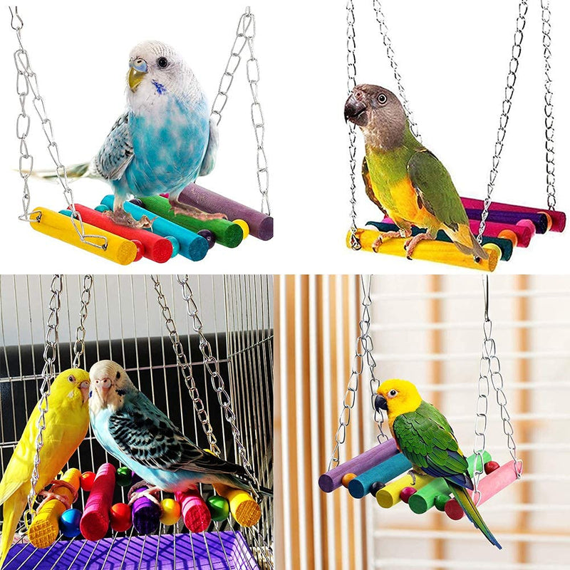 JIAYUE Bird Toys Parrot Chewing Toys, Bird Cage Accessories, Newly Upgraded Rope Bungee Bird Toys for Small Parakeets, Cockatiels, Finches, Budgie, Macaws, Parrots, Love Birds, Peony Cockatiel 9pcs - PawsPlanet Australia