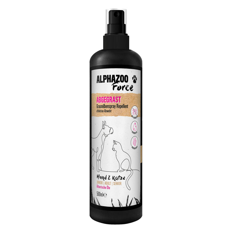 alphazoo Abgegrast I Grass mite spray for dogs and cats 500 ml I Natural oils, gentle on the skin I Fight grass mites, relieve dog from itching 500 ml - PawsPlanet Australia