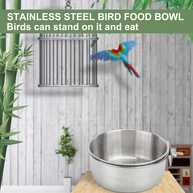 Bird Feeding Dish Cups 3 Pack Parrot Food Bowl Cage with Clamp Holder Stainless Steel Birdcage Coop Water Feeder for Cockatiel Conure Budgies Parakeet Macaw Finches Lovebirds Small Animal - PawsPlanet Australia