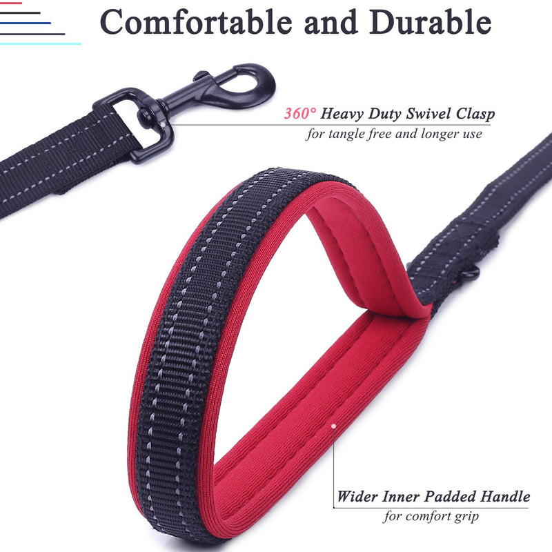 [Australia] - Vivaglory Dog Leash with Padded Handle, Heavy Duty Reflective Nylon Training Leash Walking Lead for Small to Large Dogs 4 FT x 1" Wide Black 