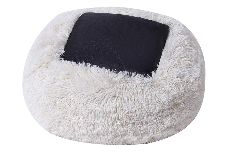 BinetGo Dog Bed Cat Bed Cushion Bed Faux Fur Donut Cuddler for Dog Cat Joint-Relief and Improved Sleep – Machine Washable, Waterproof Bottom Medium Beige - PawsPlanet Australia