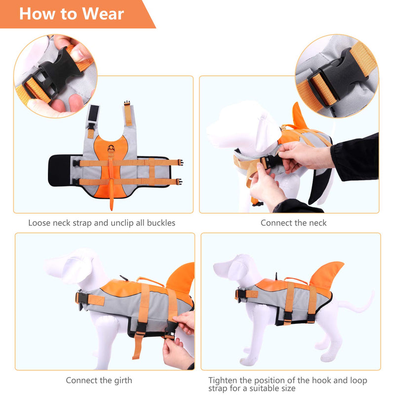 [Australia] - ASENKU Dog Life Jacket Ripstop Pet Floatation Vest Saver Swimsuit Preserver for Water Safety at The Pool, Beach, Boating Medium Orange 