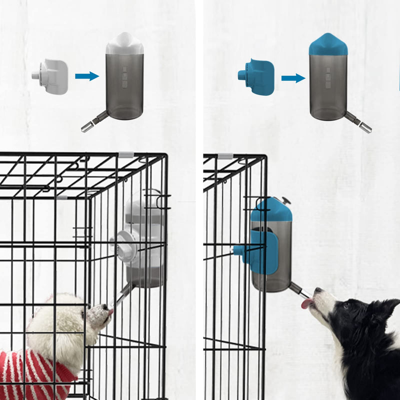 septillar Dog Water Dispenser for Cage, Leakproof Dog Water Bottles 500ml Kennel Pet Water Dispenser for Crate Dog Cat Rabbit Hamster Hedgehog Automatically Feeding Water (Blue) Blue - PawsPlanet Australia