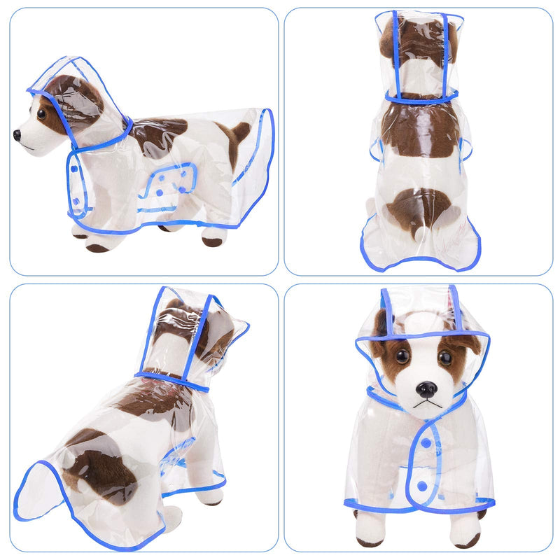 2 Pieces Pet Dog Raincoat Clear Pet Waterproof Clothes Hooded Rain Jacket Plastic Puppy Rain Poncho Pet Rainwear for Small Medium Dog Blue and Green S - PawsPlanet Australia