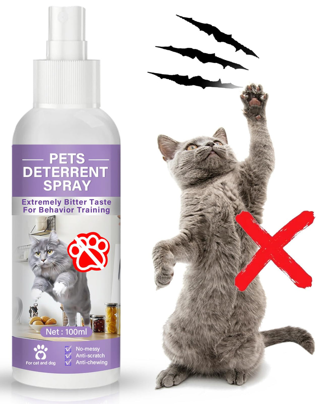 WERPOWER Cat Repellent Sprays, Anti-Scratch Training Spray & Scratch Deterrent Spray, Purple - PawsPlanet Australia