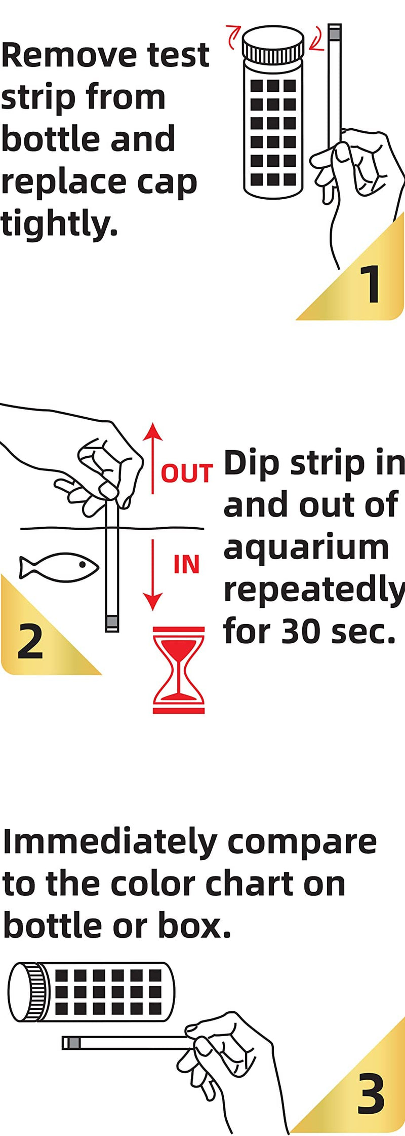 Ammonia Aquarium Test Strips - for Fresh/Salt Water Aquariums, Lab Grade, for Professional Or Home Use - Fast & Accurate Results! (100 Count) 100 Count - PawsPlanet Australia