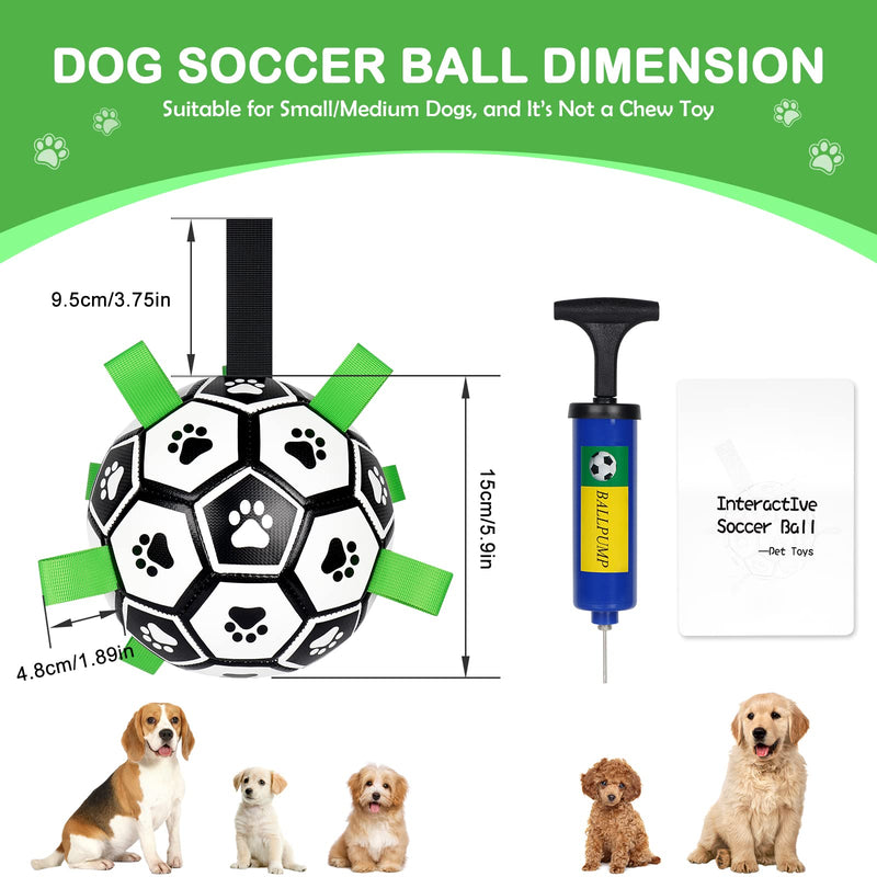 Dog Toys Soccer Ball with Straps, World Cup Interactive Dogs Toys for Tug of War, Yard Game Toy, Dog Water Toy for Small & Medium Dogs Puppy Birthday Gifts Outdoor Jolly Ball Boredom Buster (6 Inch) 6 inch - PawsPlanet Australia