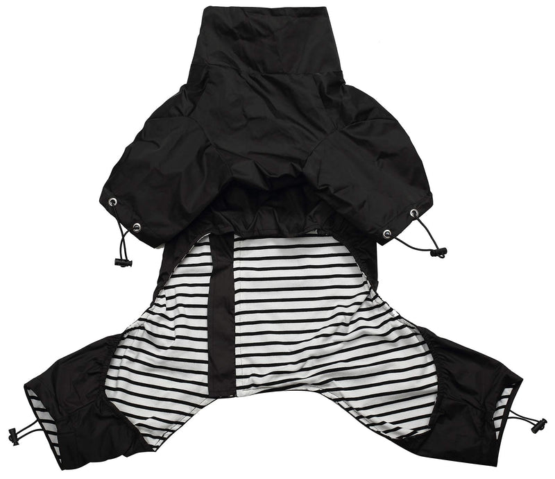 Morezi Dog raincoat, dog rain coat poncho waterproof clothes with safe reflective stripes and zipper closure for small medium and large pet - Black - XS X-Small(Back: 30cm) - PawsPlanet Australia