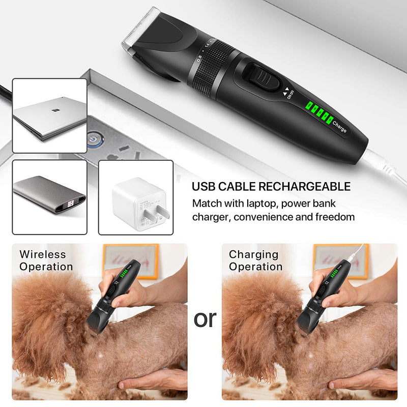 [Australia] - RegeMoudal Dog Clippers Professional Dog Grooming Kit Cordless Pet Grooming Clippers Quiet Dog Trimmer Rechargeable Pet Hair Clippers with 4 Comb Guides, 1 Nail Clippers for Thick Coats Dogs Cats Pets 