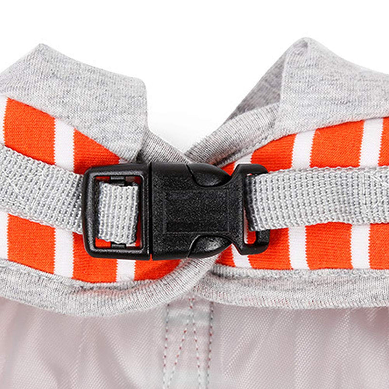 Minjie Cat Harnesses New Pet Traction Rope Pet Hooded Vest Chest Strap Cute Puppy Cat Chest Back Cover，Soft Stripe Cotton Hoodie Puppy Cat Harness with Leash for Jogging（Orange，S） - PawsPlanet Australia
