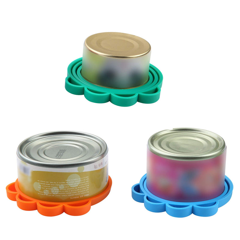 [Australia] - SLSON 3 Pack Pet Food Can Cover Universal Silicone Cat Dog Food Can Lids 1 Fit 3 Standard Size Can Covers,Blue,Green and Orange 