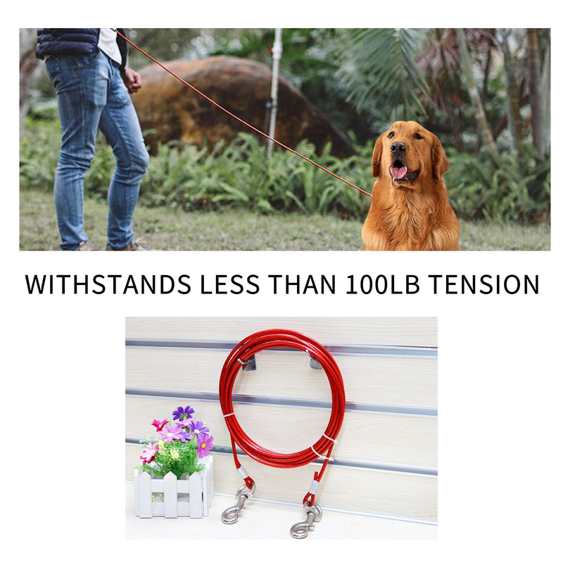 LaXon Pet Tie Out Cable for Dogs，9.8 FT Up to 100 LB Rust-Proof Dog Runner Tie Out Cable for Dogs, Use for Yard, Camping, Outdoor and Park, Red - PawsPlanet Australia