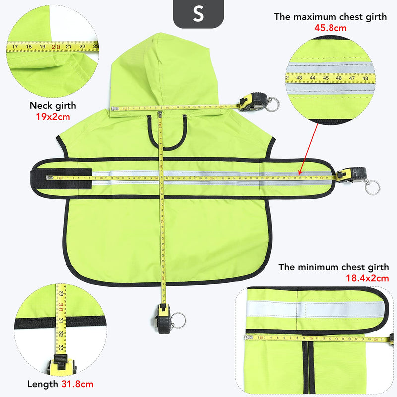 Ezierfy Waterproof Reflective Dog Raincoat- Adjustable Pet Jacket, Lightweight Dog Hooded Slicker Poncho for Small to X- Large Dogs and Puppies Neon Green - PawsPlanet Australia