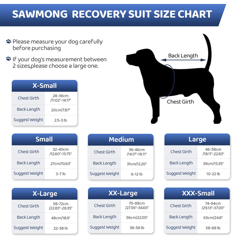 SAWMONG Recovery Suit for Dog, Dog Recovery Shirt for Abdominal Wounds, Pet Surgery Surgical Recovery Snugly Suit, Prevent Licking Dog Bodysuit, Substitute E-Collar & Cone X-Small (Pack of 1) Black - PawsPlanet Australia