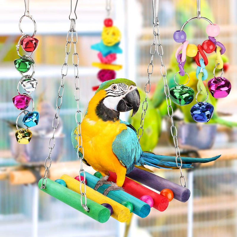 Laelr Bird Cage Toys 8 Pcs Parrot Swing Chewing Toy Set Budgie Toys for Cage Bird Hammock Bell Haning Toys for Conures/Cockatiels/Love Birds/Small Birds - PawsPlanet Australia