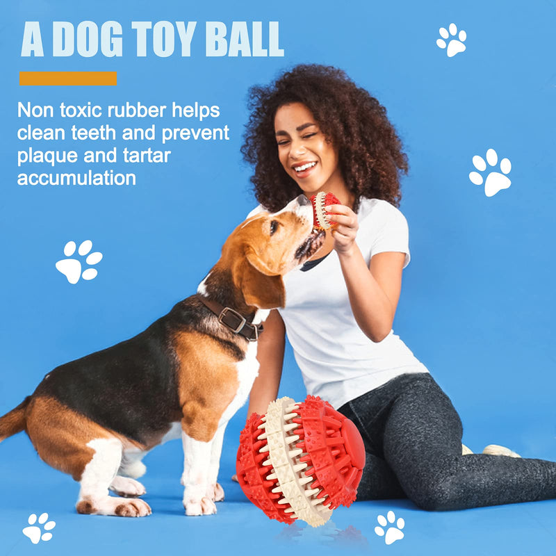 New Upgrade Dog Teething Toy Ball, Nontoxic Durable Dog Treat Ball, IQ Puzzle Chew Toy Puppy Ball Leaky Food Dog Ball Red Small - PawsPlanet Australia