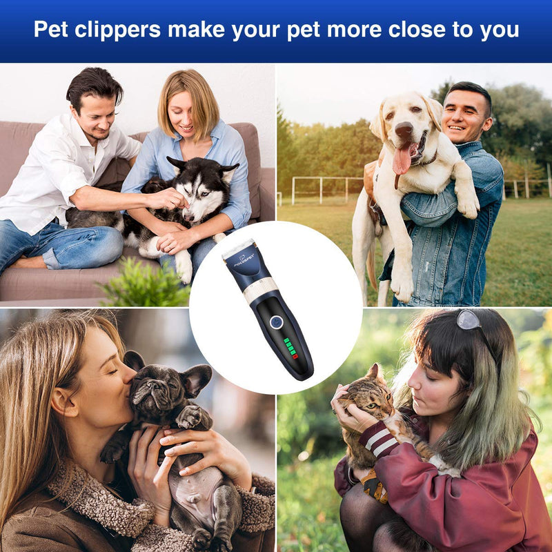 Focuspet Dog Clippers,Low Noise Dog Grooming Clippers Rechargeable Cordless Dog Trimmer Pet Grooming Tool Kit Professional Dog Hair Trimmer with 8 Comb Guides Scissors for Dogs Cats Other Animals - PawsPlanet Australia