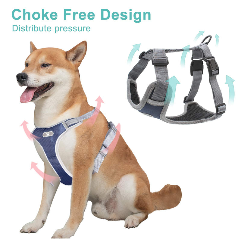 EEEKit Dog Harness with Leash, Extra Large Dog Harness No Choke Adjustable Pet Reflective Oxford Soft Vest for X-Large Dogs Easy Control Harness Blue - PawsPlanet Australia