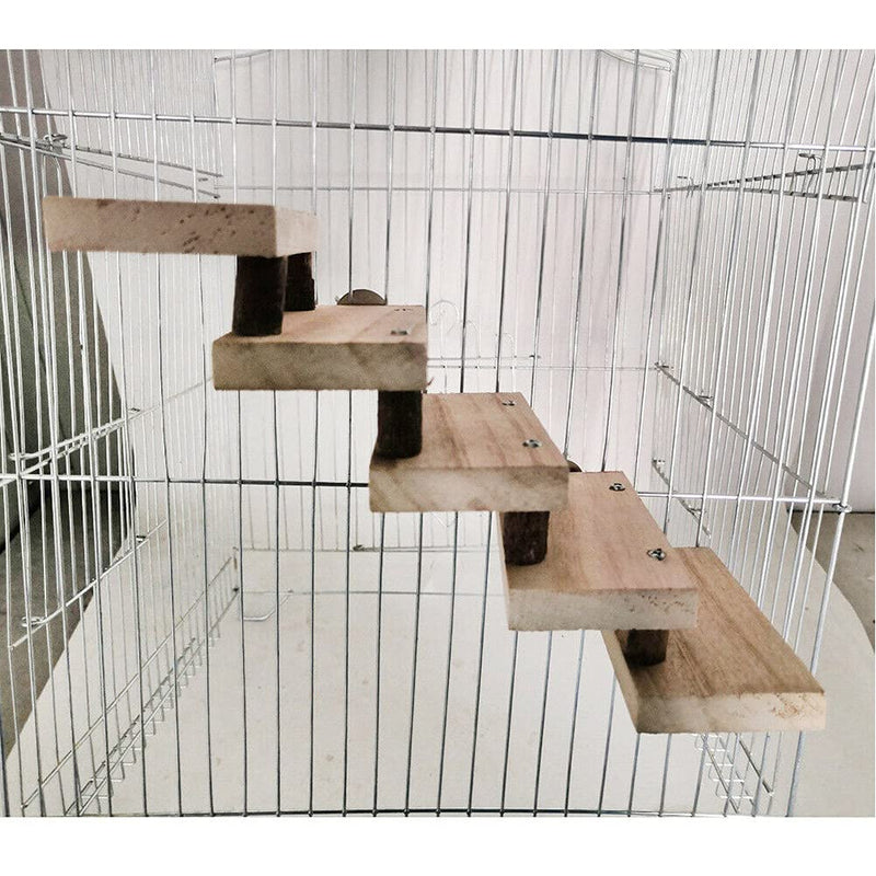 TeTupGa Natural Wooden Hamster Pet Cage Bird Platform Parrot Toy Climbing 5 Layers stair Ladder Accessories Bridge Springboard Training Tool - PawsPlanet Australia